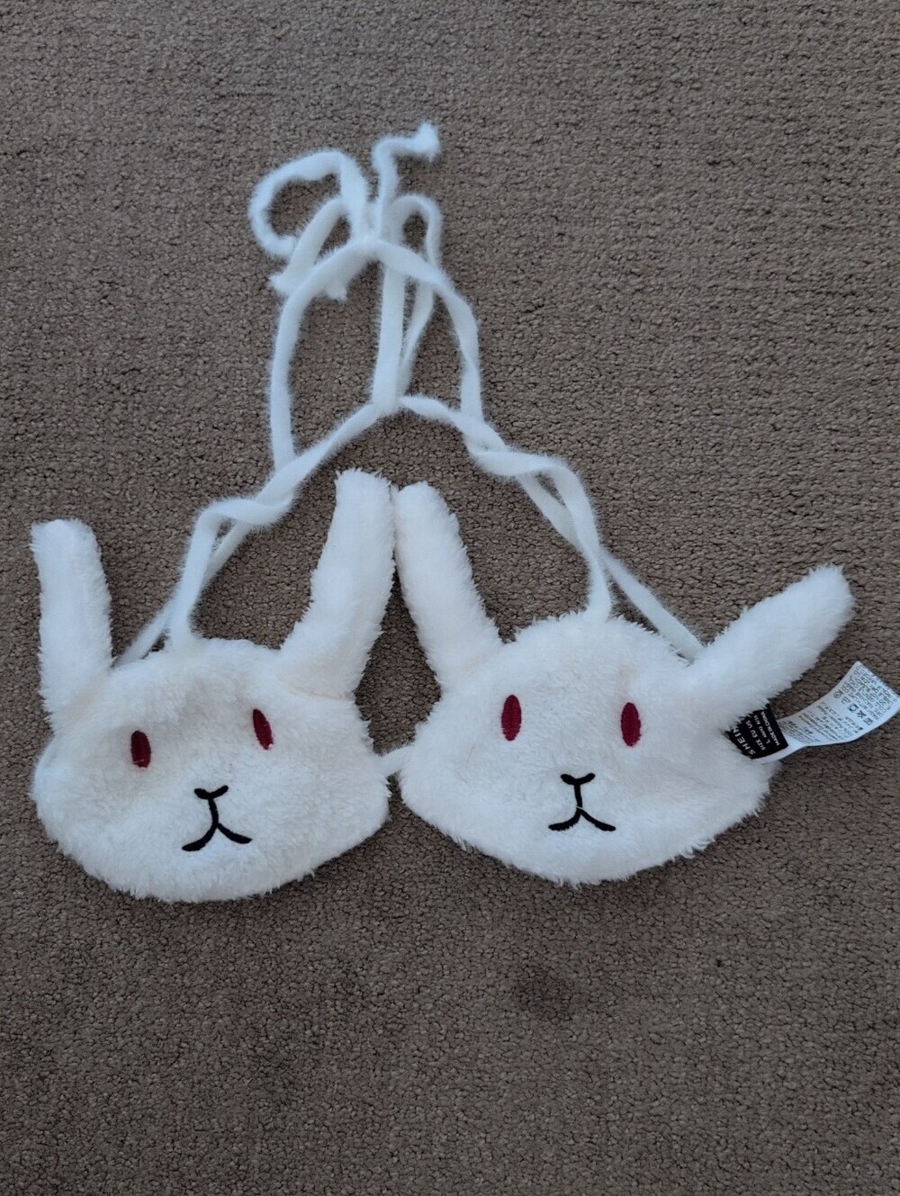Shein Plush White Bunny/ Rabbit Head Bralette / Lingerie